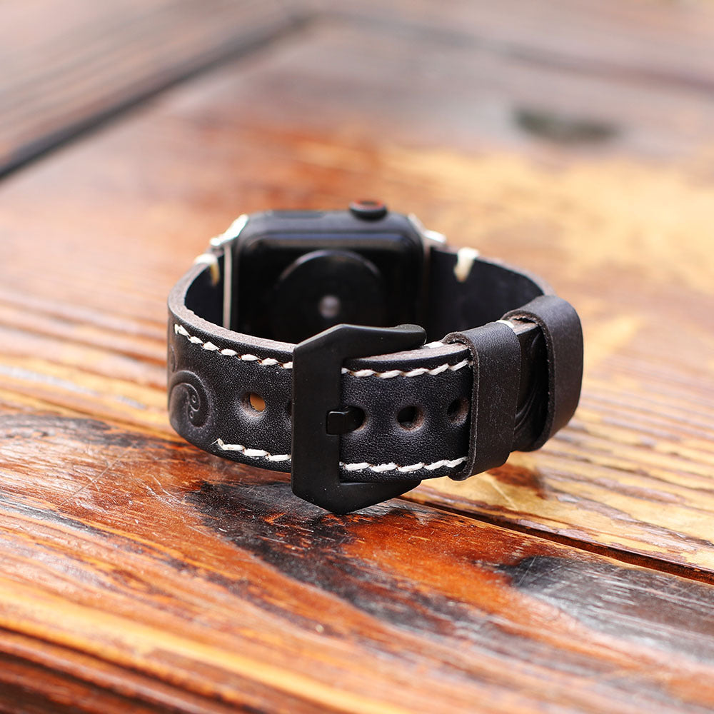 Fortune Loop Leather apple watch bands black