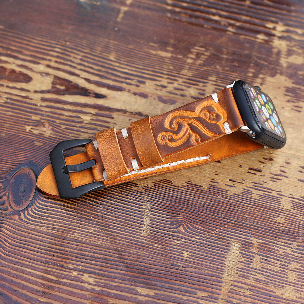 Looopifit Retro Leather apple watch band brown