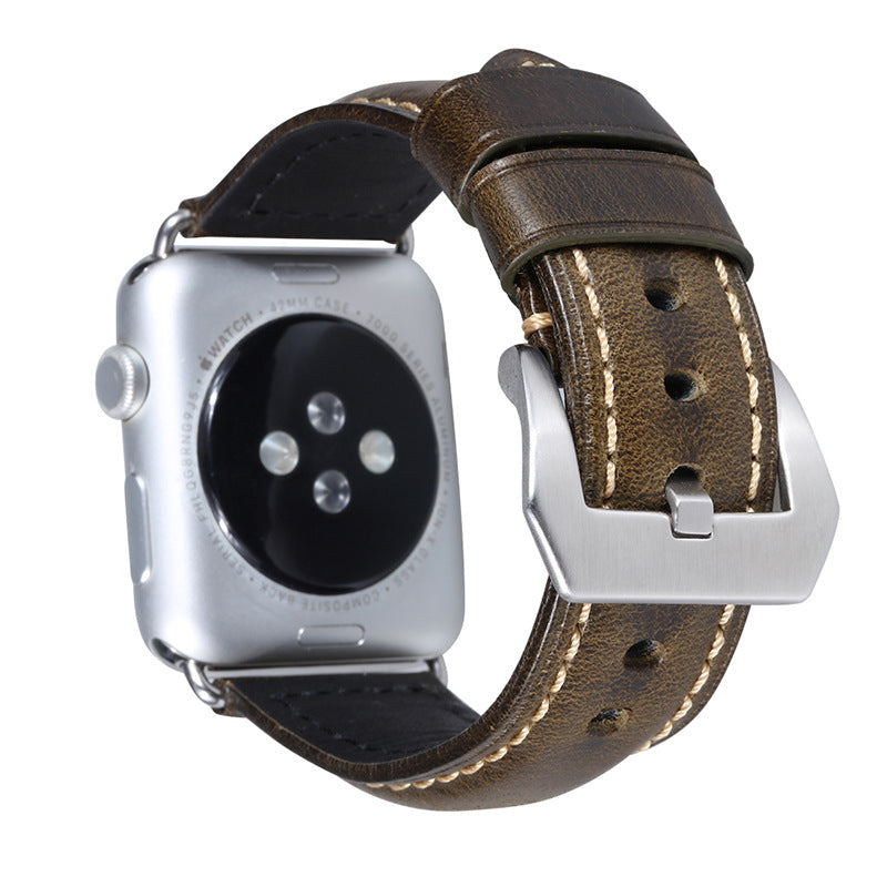 Loopifit Leather Apple Watch Yellow Band Silver Adapter