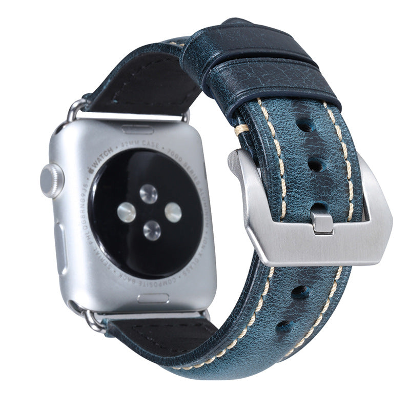 Loopifit Retro Leather Apple Watch Bands Blue Silver